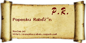 Popesku Rabán névjegykártya